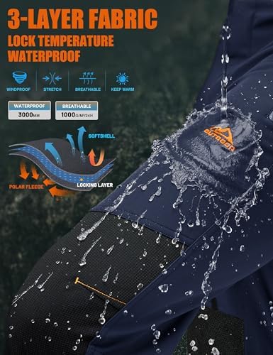 TACVASEN Men's Snow Ski Pants Winter Fleece Lined Water Resistant Insulated