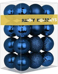 Navy Blue 1.6" Small Christmas Balls Christmas Tree Decoration Ornaments Shatterproof Hanging Balls for Birthday Halloween Holiday Wedding Decorations Set of 24pcs