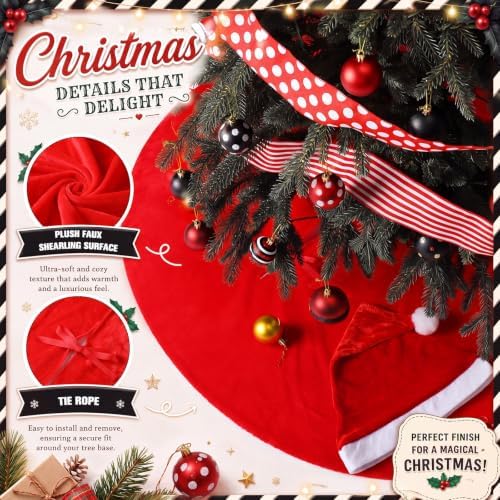 Sosation 29 Pcs Red Black Retro Cartoon Christmas Tree Decor Complete Set