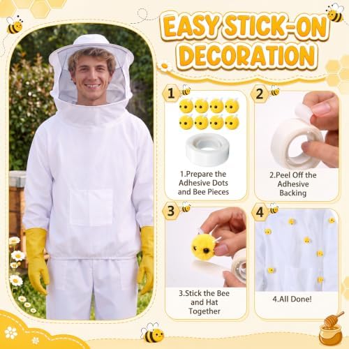 Yahenda Bee and Beekeeper Costume Halloween Couple Outfit with 30 Bee Decor