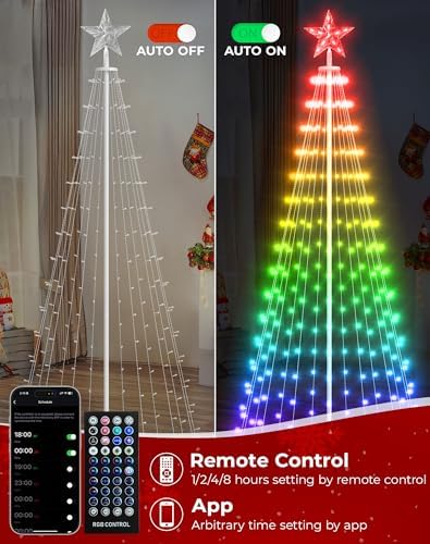 Avatar Controls 8FT Smart LED Outdoor Christmas Tree, RGB Cone Tree Lights