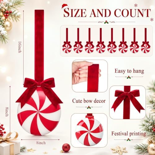 8 Pcs Christmas Kitchen Hanging Ornament, Velvet, Candy