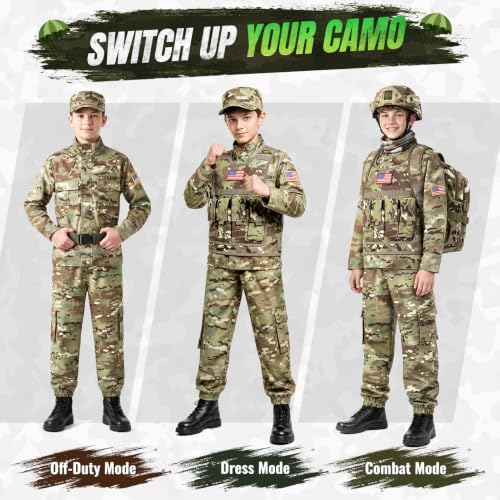 Metemot Army Costume for Boys,13Pcs Military Soldier Boys Halloween Costume