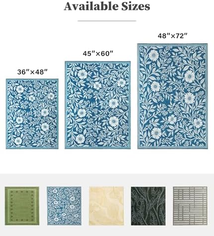 chakme Office Chair Mat for Hardwood Floor, 60"x45" Easy Glide Computer Desk Mat Protector for Rolling Chair Under Desk Rug Nonslip Backing, Machine Wash, (Blue Flowers)