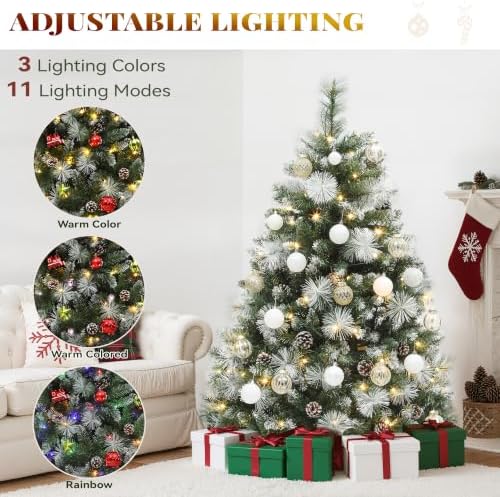 YITAHOME 4.5ft Prelit Christmas Tree w/Pine Cones & Pine Needles & Remote