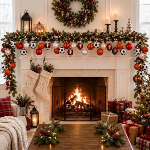 Syhood 64 Pcs Christmas Sport Ball Ornaments Tree Decor with Hanging Loop