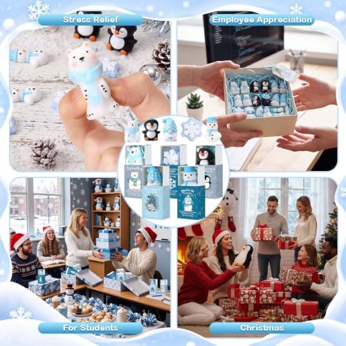 10 Sets Winter Break Gifts Penguin Holiday Party Favors with Boxes