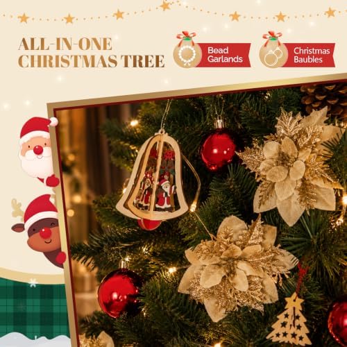 VINGLI 3FT Wall Hanging Half Christmas Tree with 50 LED Lights