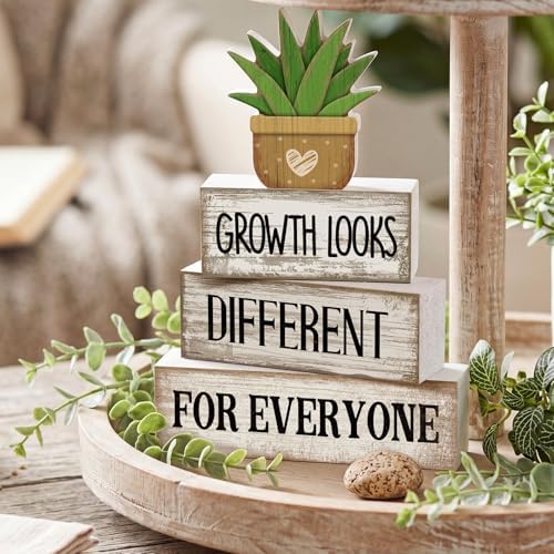 Lineshading 4 Pcs Farmhouse Table Decor, Inspirational Office Shelf Decor