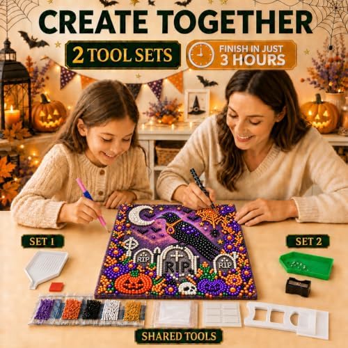 Diamond and Pearl Art Kits for Adults, Halloween Decorations, Framed Decor