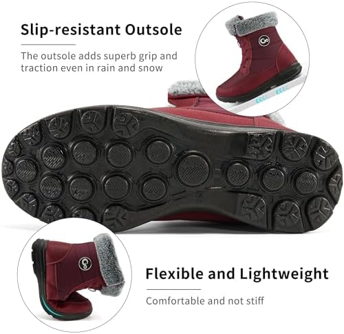 Ablanczoom Winter Snow Boots for Women: Comfortable Warm Fur Lined Womens Boots Outdoor Waterproof Non Slip Lace Up Walking Booties