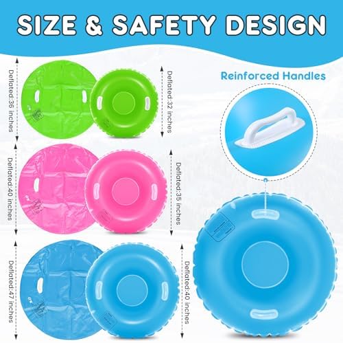 Shappy 3 Pack Inflatable Snow Tubes Handles