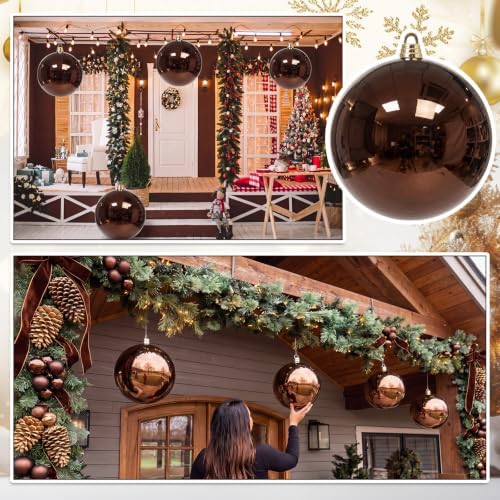 Threan 12 Inch Large Chocolate Brown Shiny Christmas Ball Ornaments