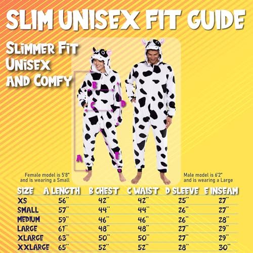 Funziez! Slim Fit Adult Onesie - Animal Costume - Plush Unisex Halloween One Piece Cosplay Suit for Women and Men