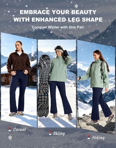 Women's Snow Ski Pants Fleece Lined Water Resistant Warm Flare Fit