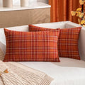 MIULEE Fall Plaid Pillow Covers Scottish Tartan 12x20 Burnt Orange