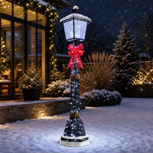 60 Inch 3D Lamp Post Lighted Outdoor Christmas Decoration Black
