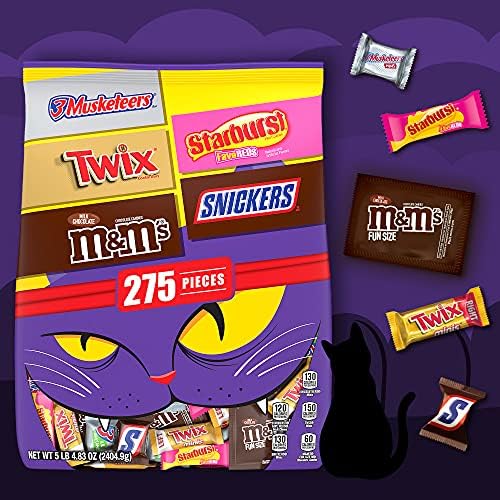 M&M'S Milk Chocolate, SNICKERS Chocolate Candy Bars, TWIX Caramel Cookie Bars, STARBURST Chewy Candy & 3 MUSKETEERS Chocolate Candy Bars Bulk Assorted Candy, 5 lbs Bag