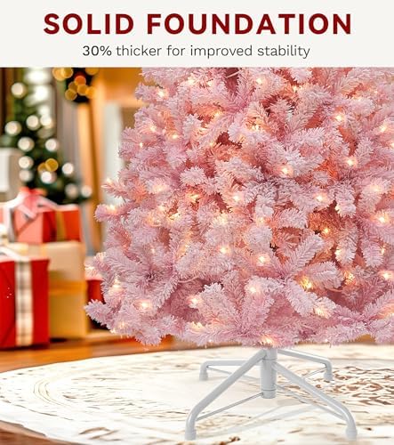 DWVO 6ft Pre-lit Pink Christmas Tree with Warm-White Lights