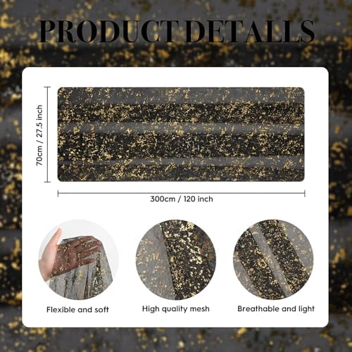 Artoid Mode 2-Pack Black Gold Gauze Table Runner 10FT, Glitter Metallic Foil Sheer Dining Wedding Anniversary Holiday Birthday Table Decor for Home Party