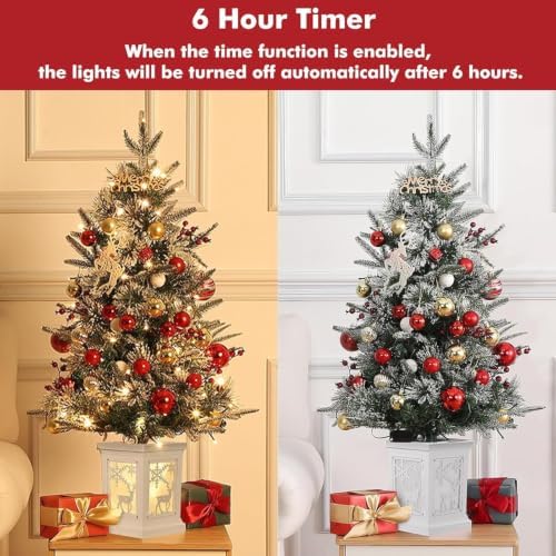 3ft Pre-Lit Artificial Mini Christmas Tree, 78 LED Lights, 8 Lighting Modes
