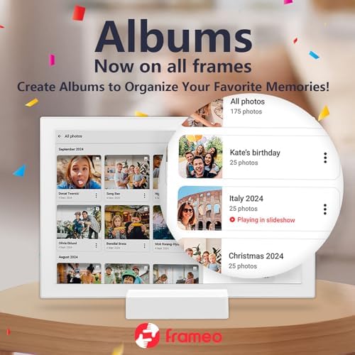 FRAMEO 10.1 Inch WiFi Digital Photo Frame,1280x800 HD IPS LCD Touch Screen,Auto-Rotate Portrait and Landscape,32GB Storage,Share Moments Instantly via Frameo App from Anywhere