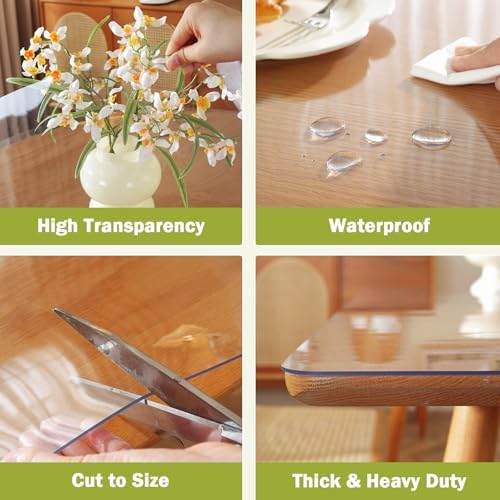 OstepDecor 14 x 48 in Clear Desk Mat 1.5mm Plastic Table Protector Pad