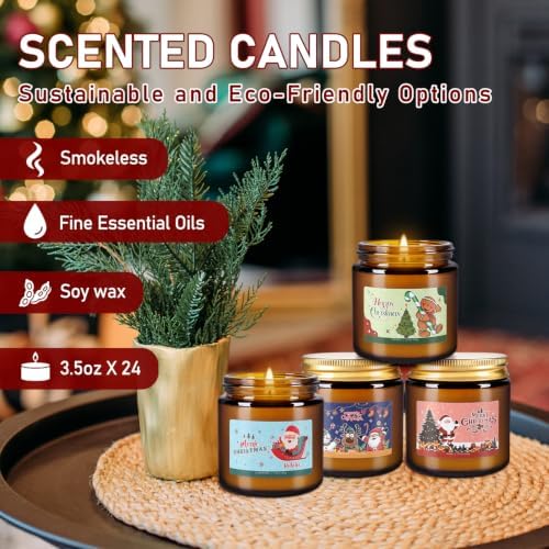 24 Pack Christmas Scented Candle Gift Set, Jar Candle Set (3.5 oz)