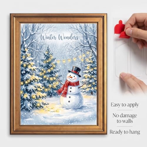 Framed Snowman Canvas Wall Art Gold Frame Inch 12x16
