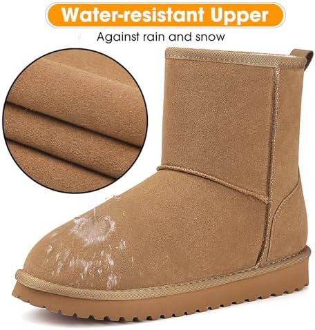 Mishansha Suede Winter Snow Boots for Women Warm Faux Fur Lined Waterproof
