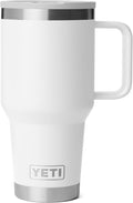 YETI Rambler 30 oz Travel Mug with Flip Straw Lid – Stainless Steel, Vacuum Insulated, Leakproof, Cup Holder Friendly, White