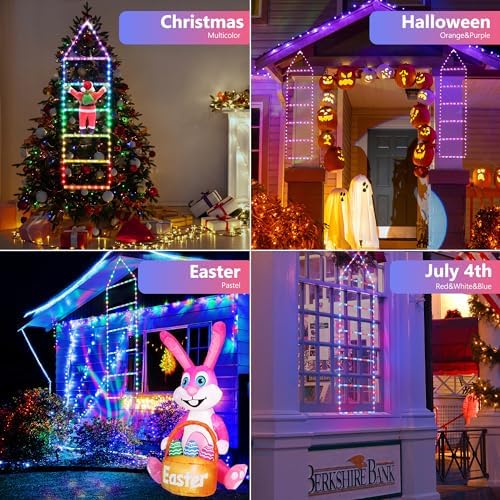 Toodour Christmas Decorations Lights, 3.3ft Smart RGB Christmas Decorative Lights with Santa Claus, Bluetooth & App Controlled Ladder Light - Music Sync Color Changing Xmas Light for Indoor Outdoor