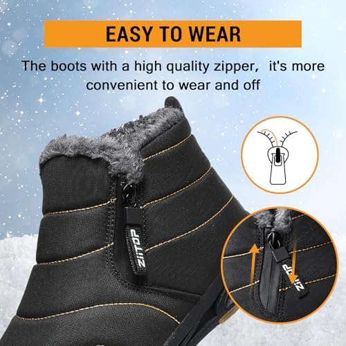 ziitop Snow Boots Mens Waterproof Winter Boots Fur Lined Warm Ankle Boots