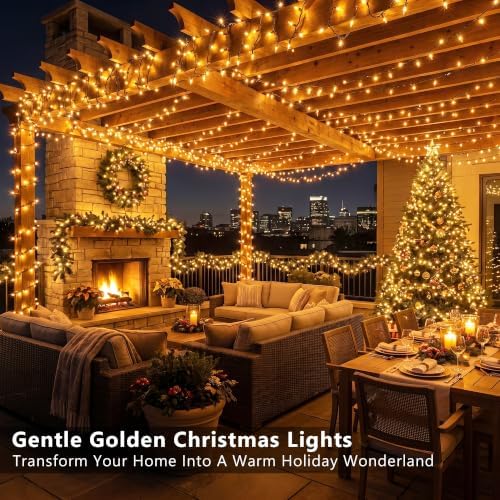 BrizLabs Gold Christmas Incandescent String Lights Outdoor 100 Count 19.7ft
