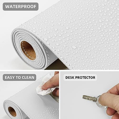 AFIING Cork Desk Mat 23.6 x 13.7, Dual-Sided Cork & PU Leather Desk Pad, Waterproof Non-Slip Desk Protector for Home Office, Study Desk & Minimalist Workspace White