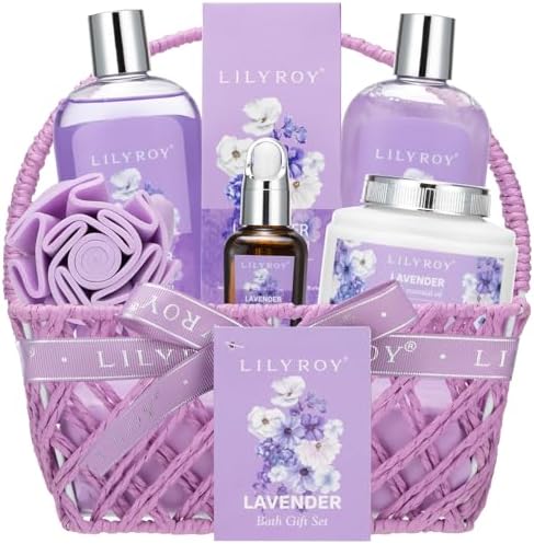 Spa Gifts Set, Birthday Gift for Mom - Lavender Spa Gift Baskets for Women