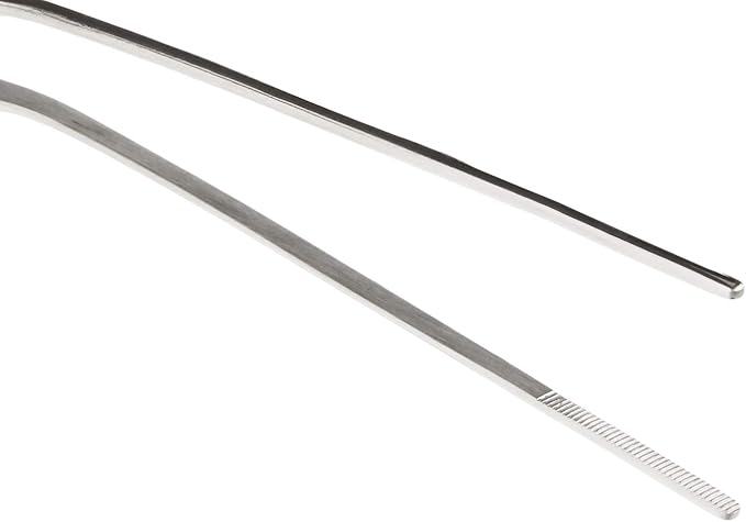 Mercer Culinary 18-8 Stainless Steel Chef Plating Tongs, Offset Tip, 7-7/8 Inch