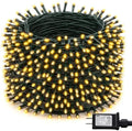 Dazzle Bright Christmas String Lights, 600 LED 196 FT Waterproof Green Wire String Lights with 8 Lighting Modes Timer, Christmas Decorations Outdoor for Party Yard Garden Xmas Tree Decor, Warm White