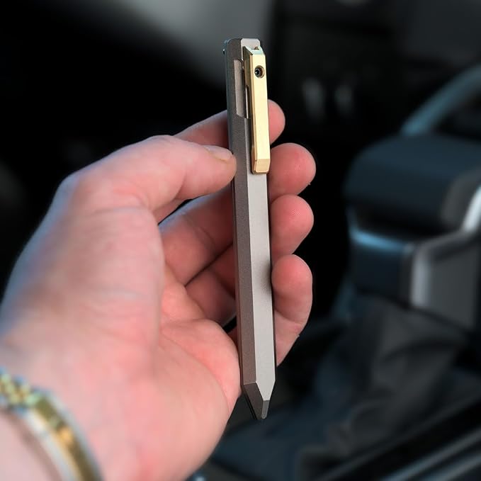 PROOF Bolt-Action Ballpoint Pen, Machined Aircraft Grade Aluminum, 0.7mm Medium Point, Black Ink, Heavy Duty