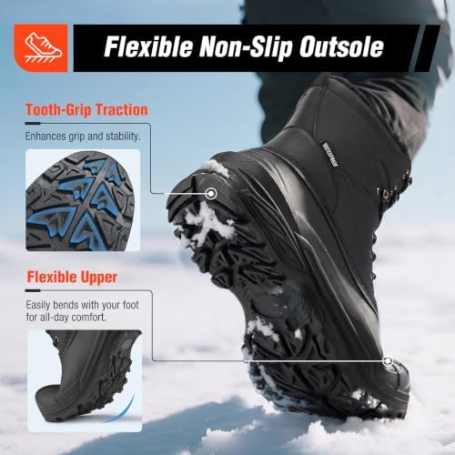 Men's Snow Boots, Insulated Waterproof Winter Duck Boots