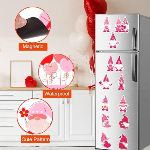 Valentine's Day Magnets for Refrigerator - Romantic Heart & Love Theme Magnetic Decor Set, Fun Kitchen & Office Accessories (Valentine's Day)