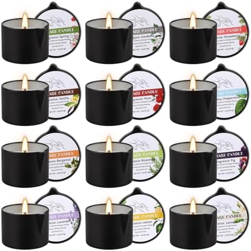 12pcs Massage Oil Candle,Moisturising Natural Soybeans Gift Sets