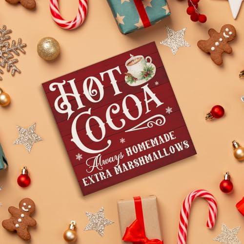Hot Cocoa Bar Decorations - Christmas Decor, Hot Chocolate Bar Wooden Sign
