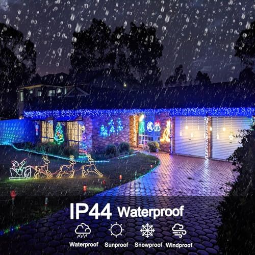 Blue Christmas Lights Outdoor Icicle Lights for Outside House 66ft 640 LED