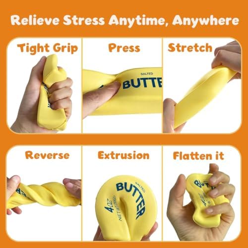 1/12 Packs Butter Crunchy Squishy Toy Slow Soft Rising Squeeze Toys, Stress Relief Sensory Fidget Butter Shape, Coconut Oil Butter Squishy, Fidgets for Classroom，12