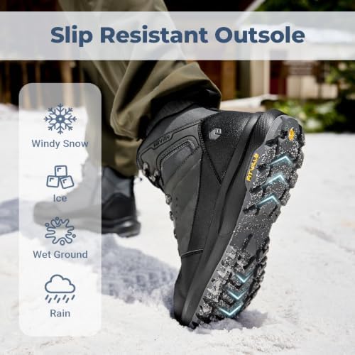 FitVille Winter Boots for Men Snow Boots with Side Zipper & Insulated Layer