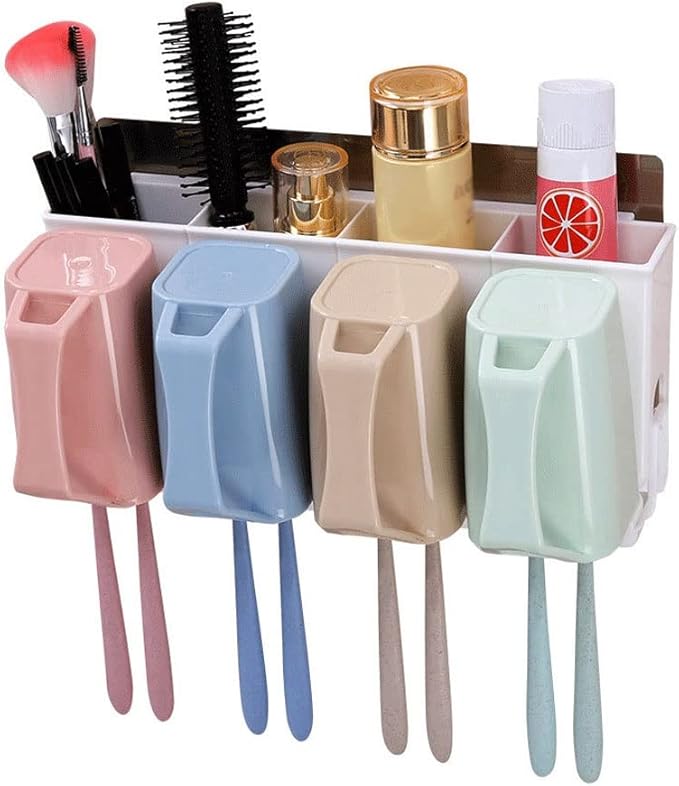 Toothbrush Rack Traceless Toothbrush Holder Wall-Mounted Toothbrush Holder with Sink for Storage of Toothbrush, Toothpaste, Cosmetics Bathroom Toothbrush Holder