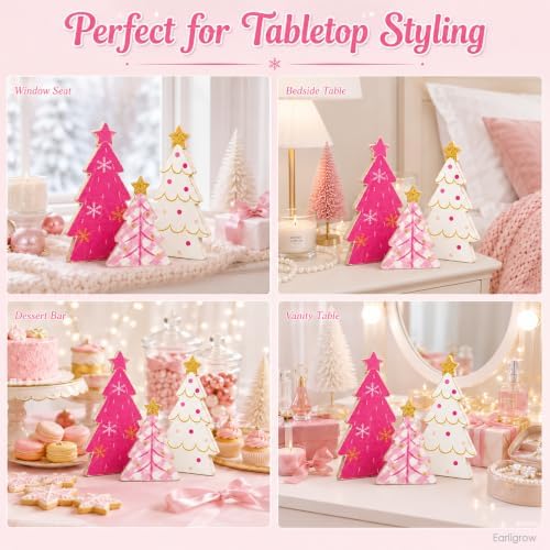 Christmas Decorations Indoor, Pink Christmas Snowflake Star Tree Home Decor