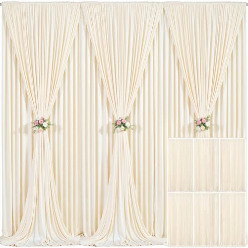 6 Panels Champagne Backdrop Curtain for Parties Wedding Baby Shower Wrinkle Free Photo Curtains Backdrop Drapes Fabric Decoration for Bridal Shower 30ft(W) x 10ft(H)