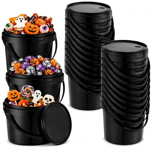 Funnymoom 20 Pack 48 oz Halloween Trick or Treat Candy Buckets for Party